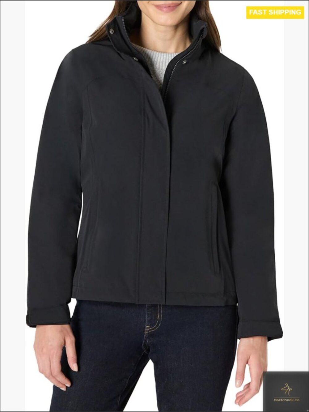 Regular-Fit Packable Lightweight Waterproof Rain Jacket with Hood Long Sleeve